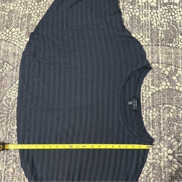 Robert Rodriguez Women’s Size S Black Shadow Stripe Batwing Cropped Top Shirt - Picture 8 of 9